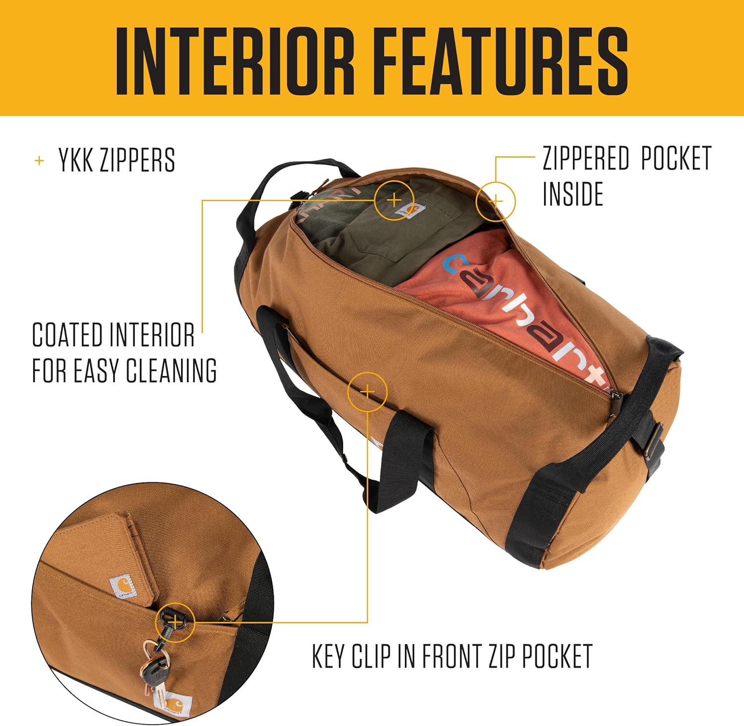 Classic Round Duffel with Utility Pouch, Heavy-Duty, Water-Resistant Packable Gear Bag for Jobsite, Gym, and Travel - Image 3