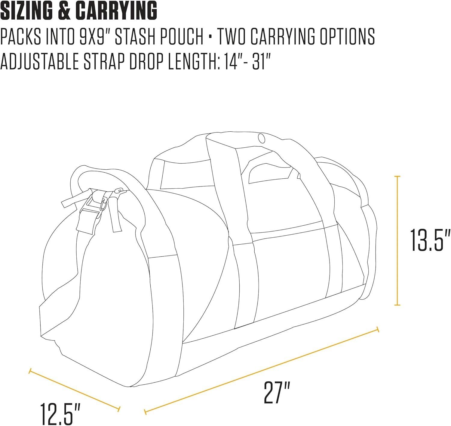 Classic Round Duffel with Utility Pouch, Heavy-Duty, Water-Resistant Packable Gear Bag for Jobsite, Gym, and Travel - Image 5