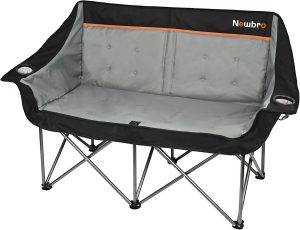 Oversized Double Camping Chair for Adults, Fully Padded Folding Camping Chairs Loveseat, Big Heavy Duty Outdoor Patio Lawn Chair with Arm Cup Holder
